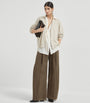 Brunello Cucinelli Beige Cashmere Removable-Blouse Cardigan