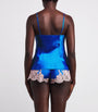 Marjolaine Blue Silk Lace-Trim Bénédicte Cami Top