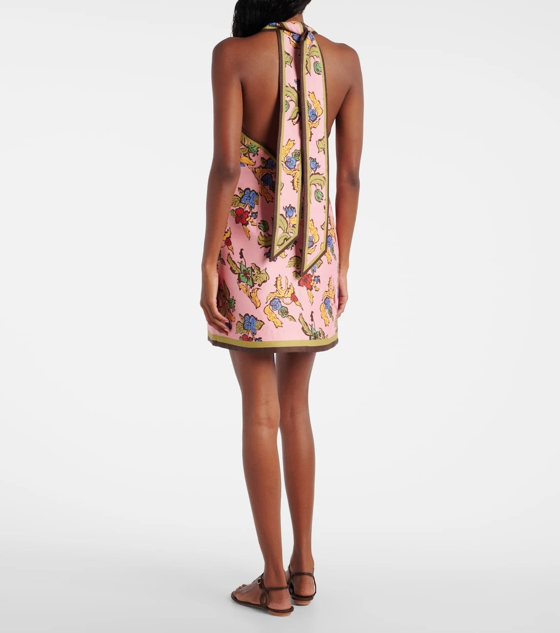 Alémais - Floral halterneck linen-blend minidress