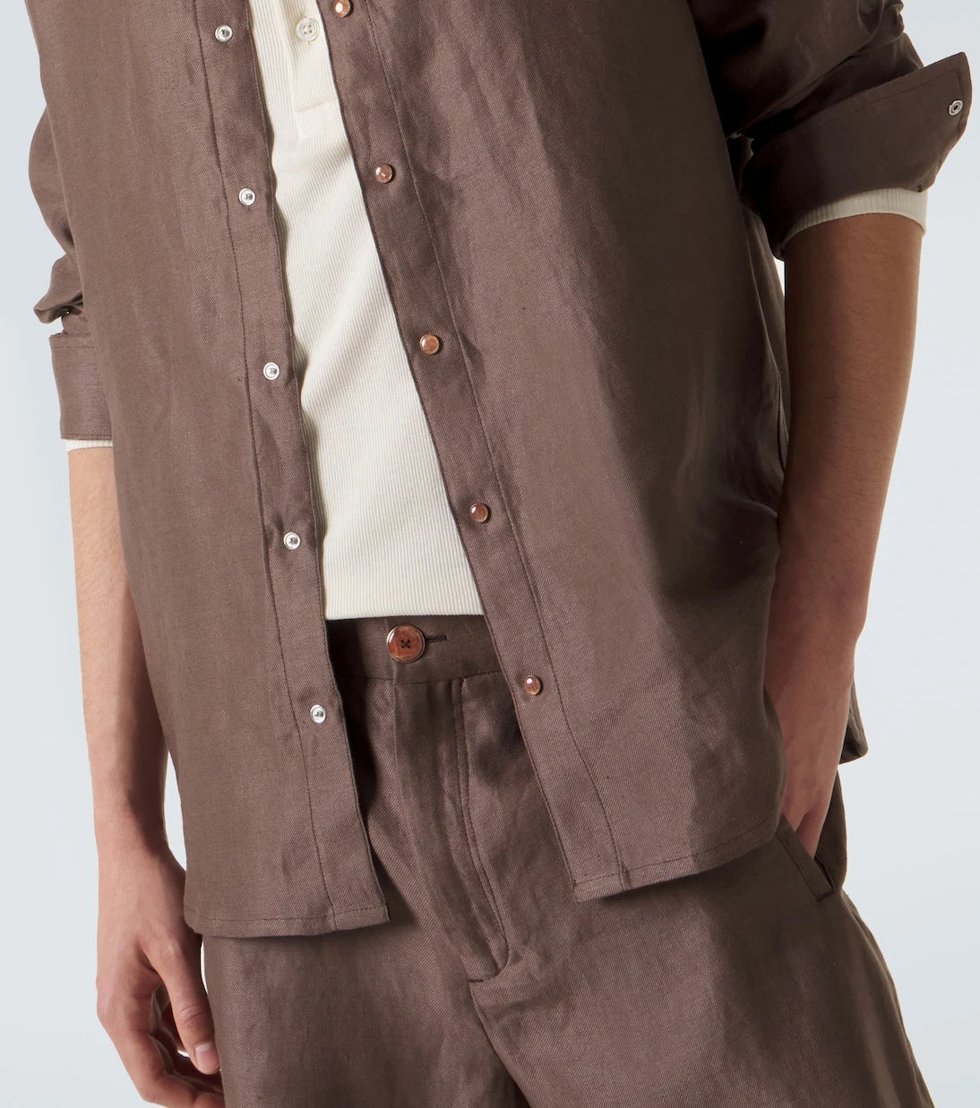 God's True Cashmere - Linen shirt with orange sunstone