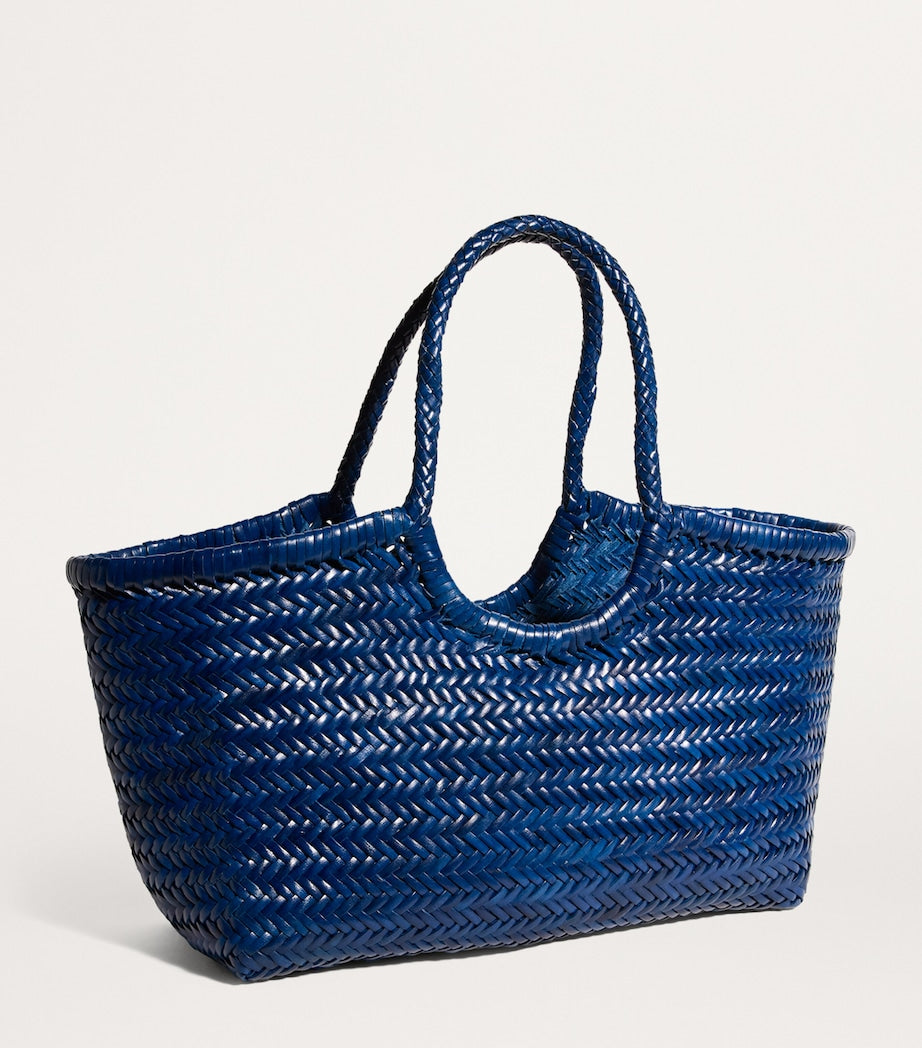 Dragon Diffusion Navy Large Leather Woven Nantucket Tote Bag