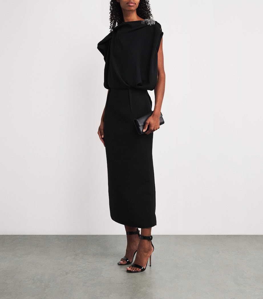 Crystal-Embellished Protocal Midi Dress