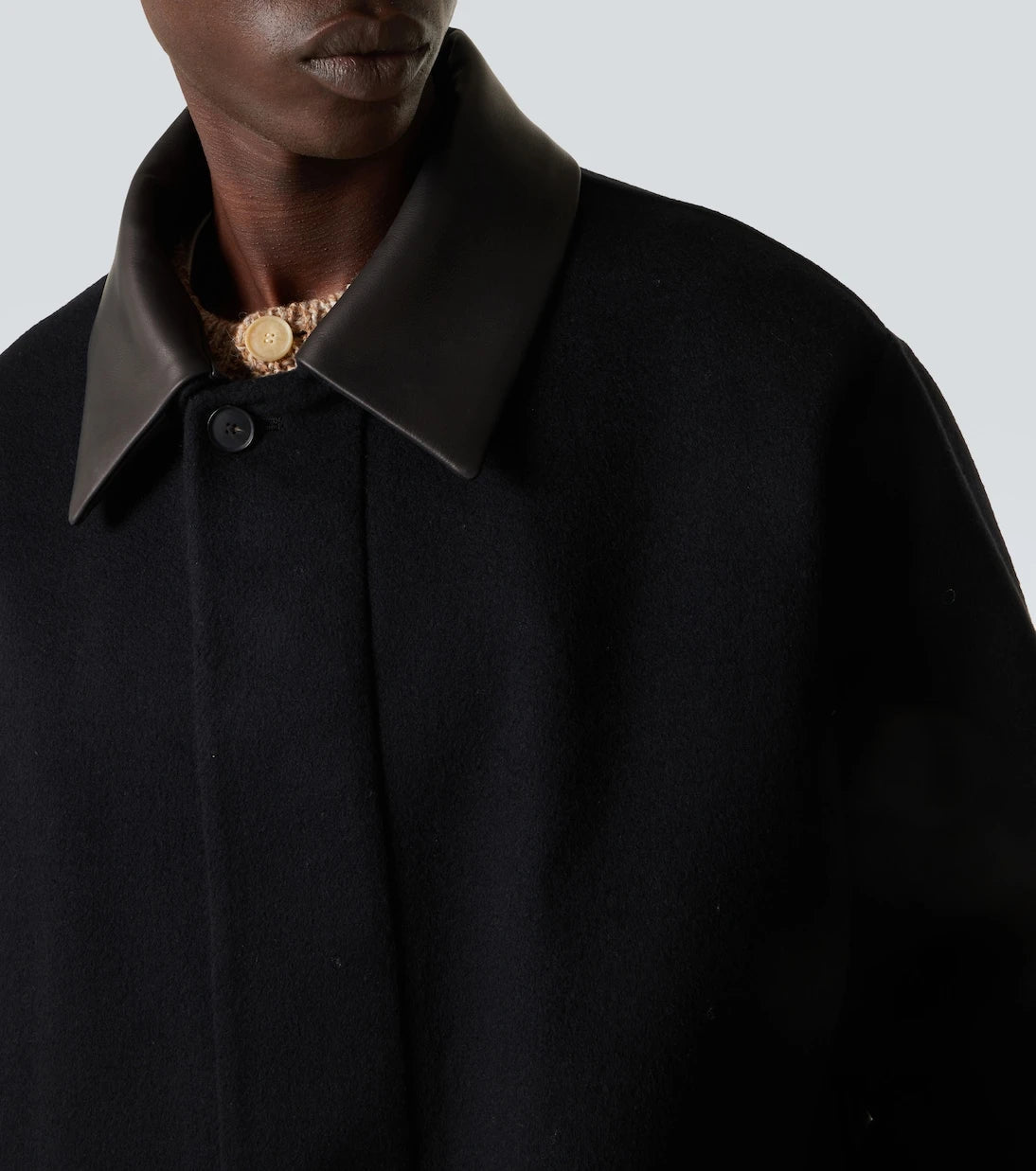 Auralee - Leather-trimmed cashmere blouson jacket