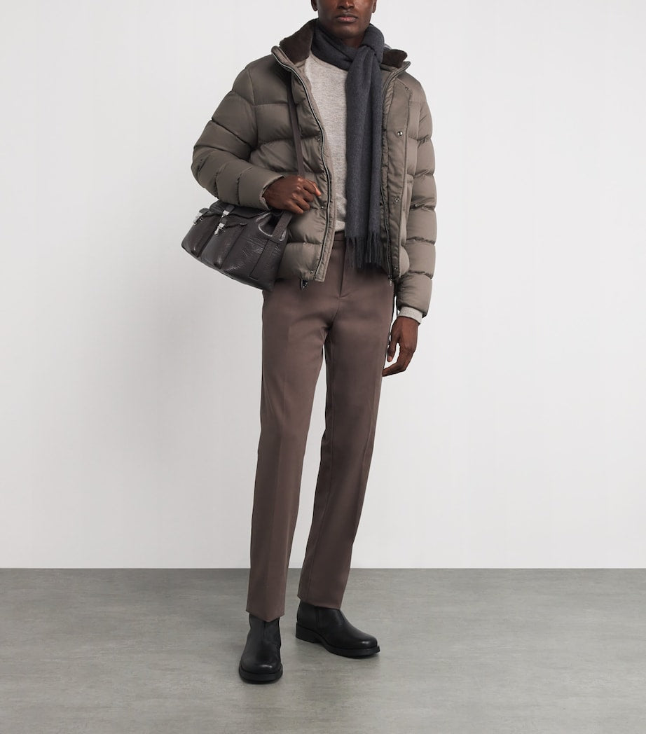 Brown Down Bomber Jacket