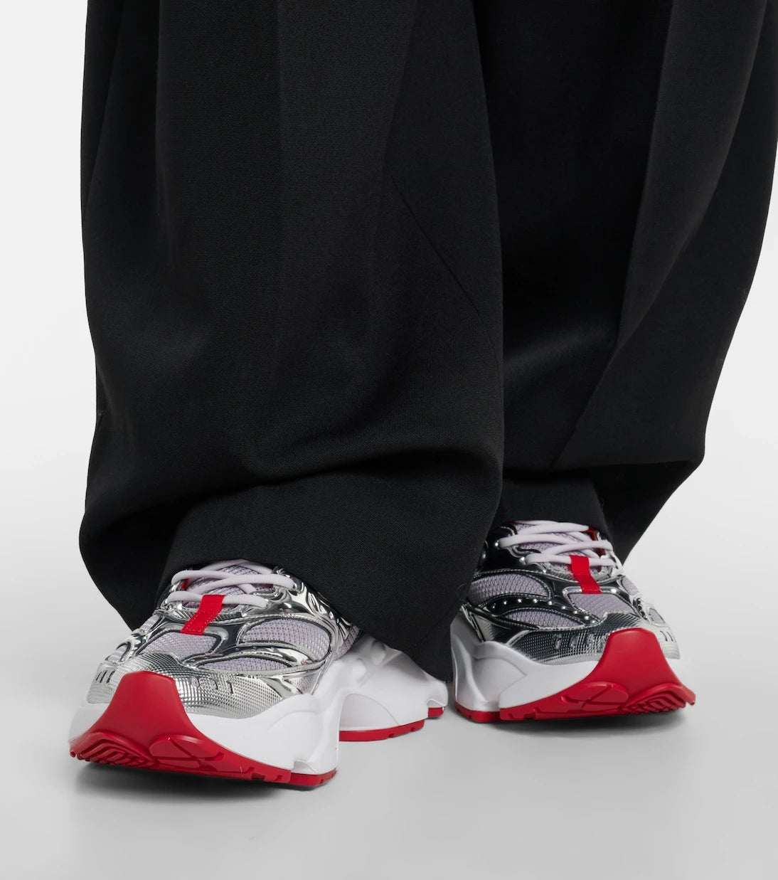 Christian Louboutin - So Flo leather-trimmed sneakers