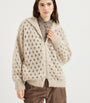 Beige Mohair-Blend Dazzling Net Cardigan