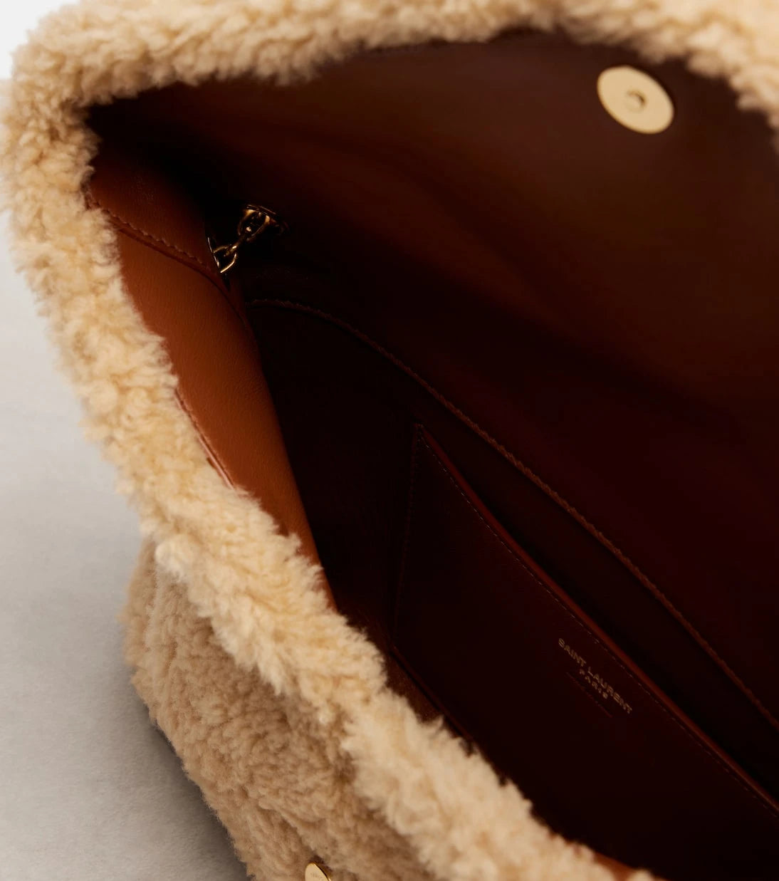 Saint Laurent - Cassandre Envelope shearling shoulder bag