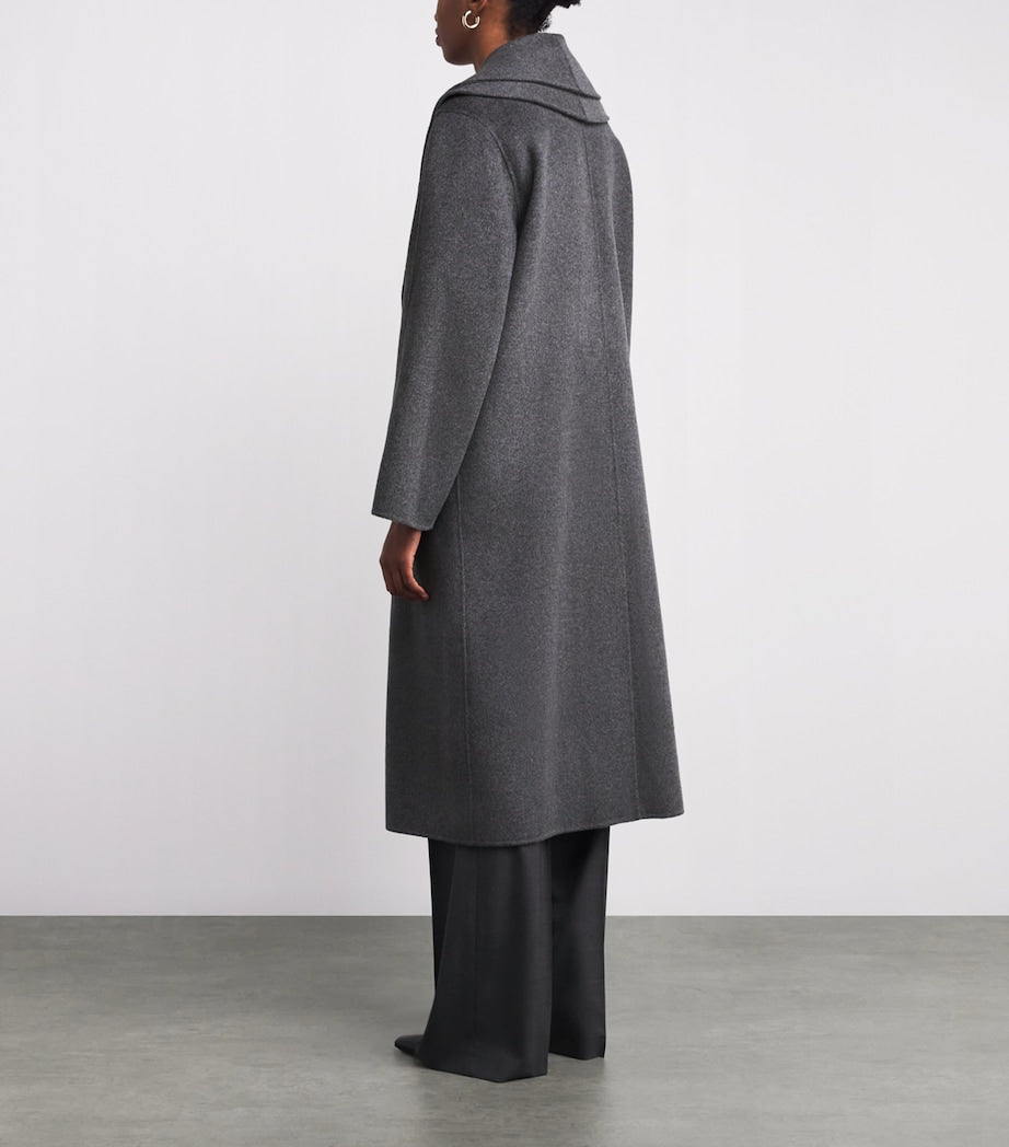 Róhe Grey Wool Double-Layered Scarf Coat
