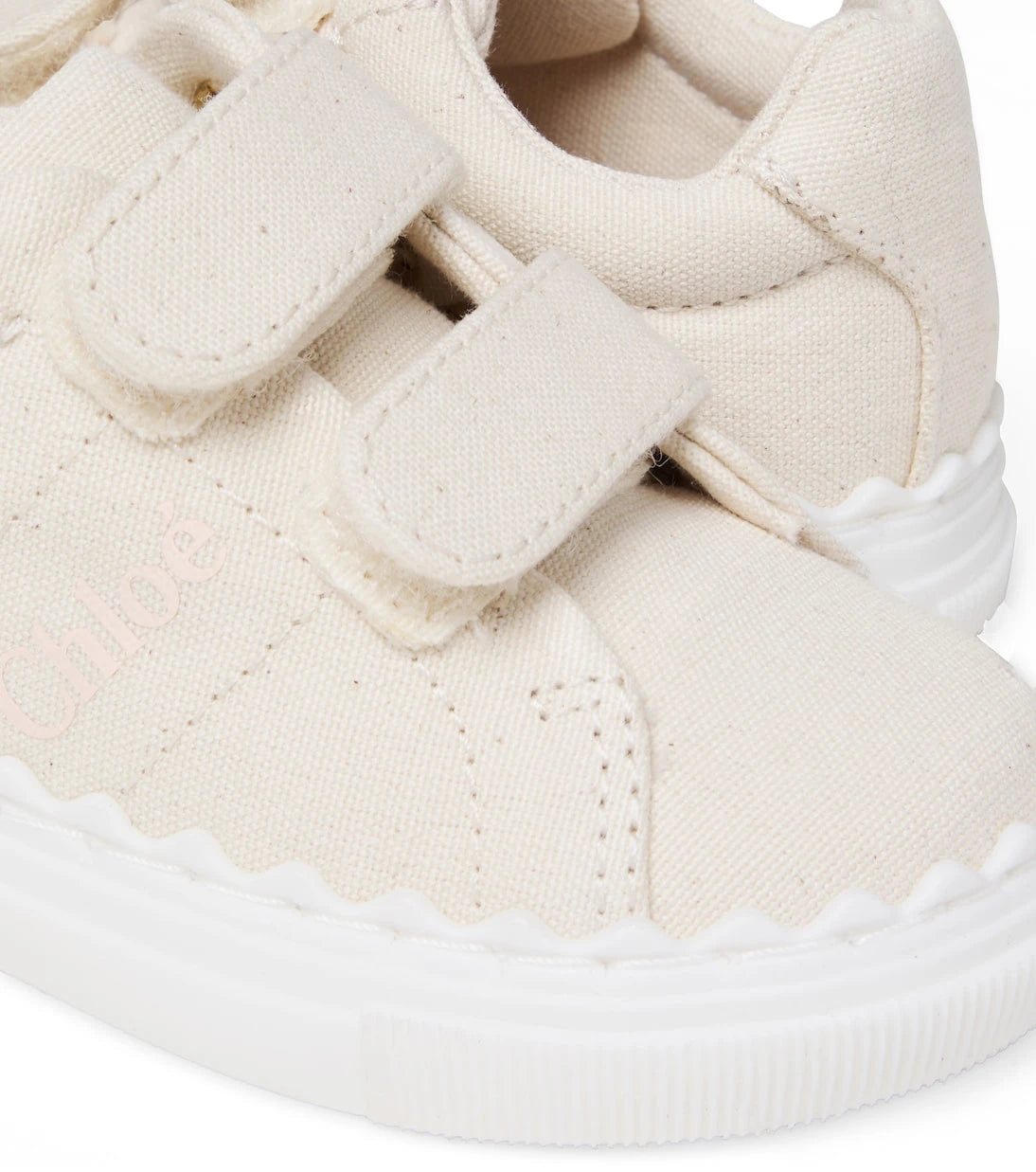 Chloé Kids - Baby logo scalloped canvas sneakers