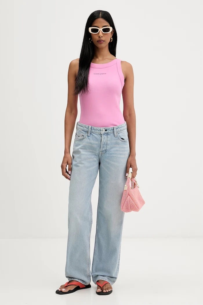 Tommy Jeans kadın pamuk elastan kısa üst