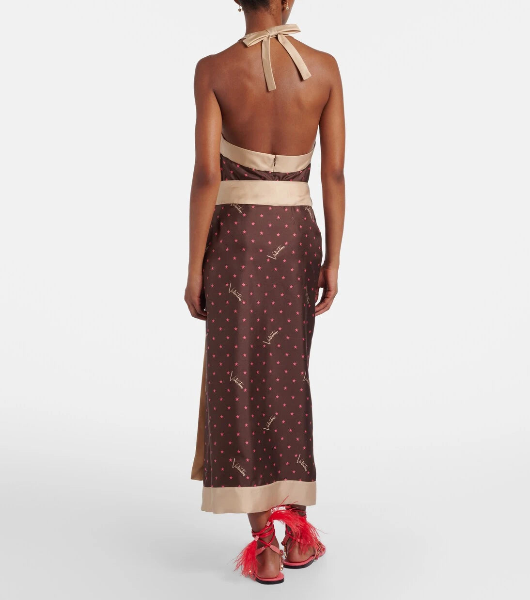 Valentino - Printed silk twill wrap skirt