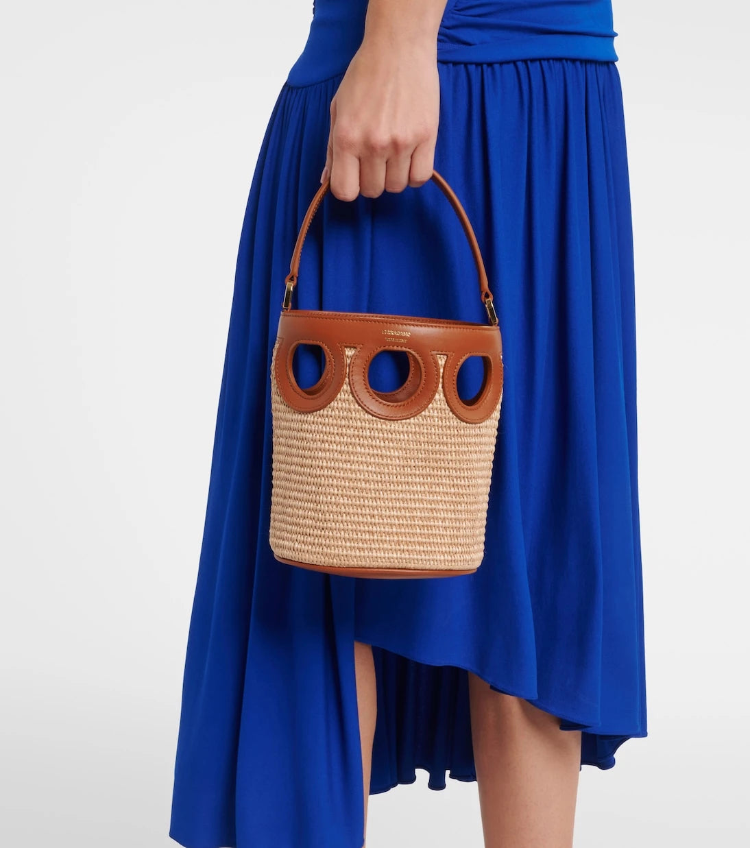 Ferragamo - Gancini Small raffia bucket bag