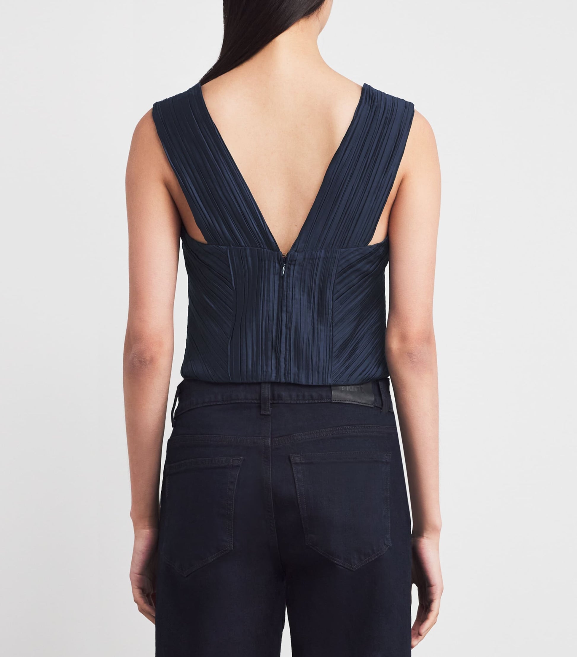 Cult Gaia Blue Plissé Kaitlin Crop Top