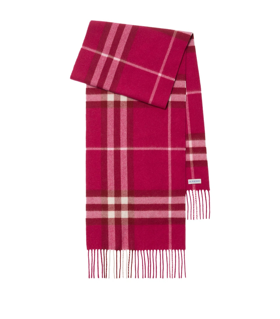 Burberry Pink Cashmere Check Scarf