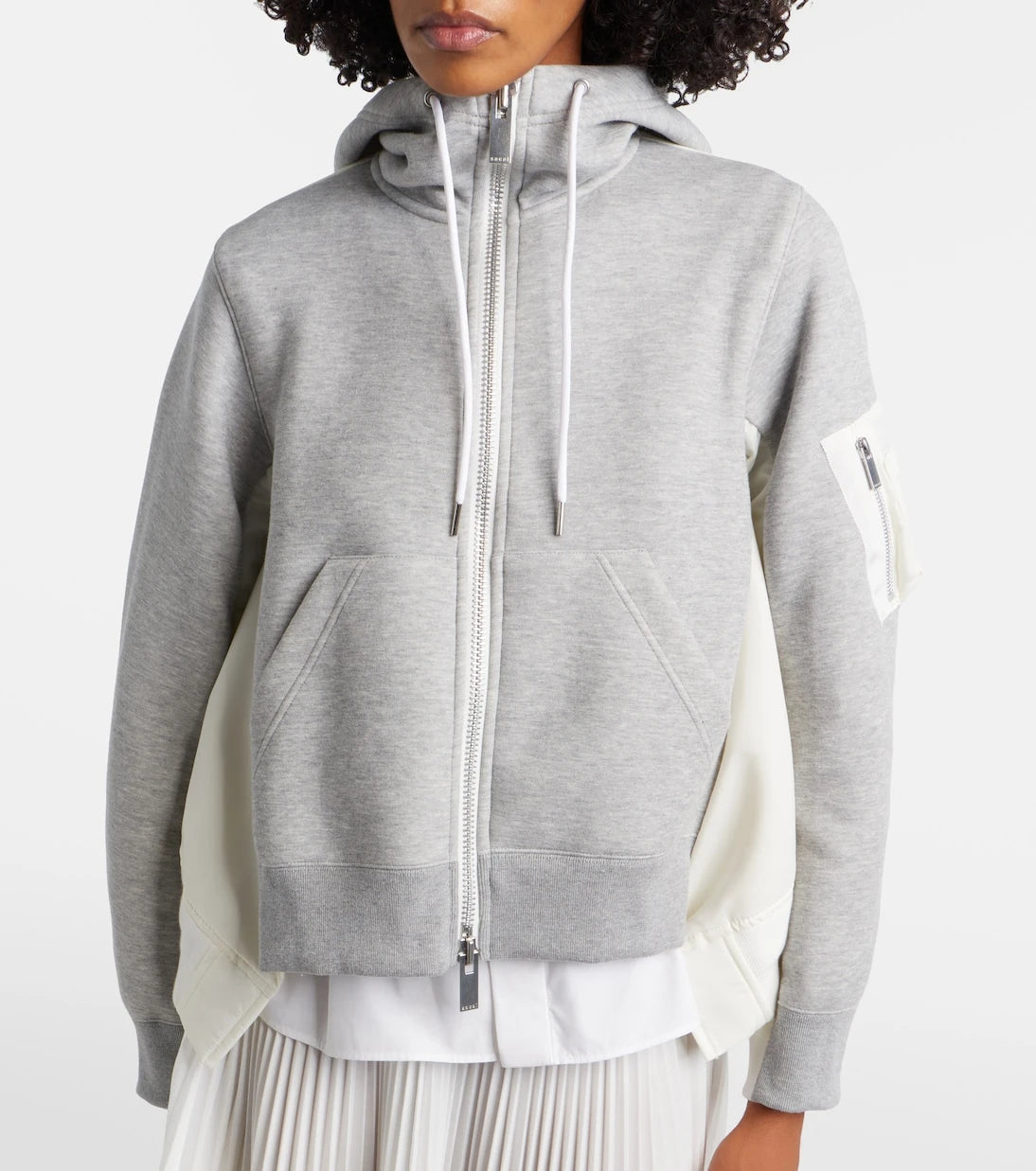 Sacai - Paneled zip-up hoodie