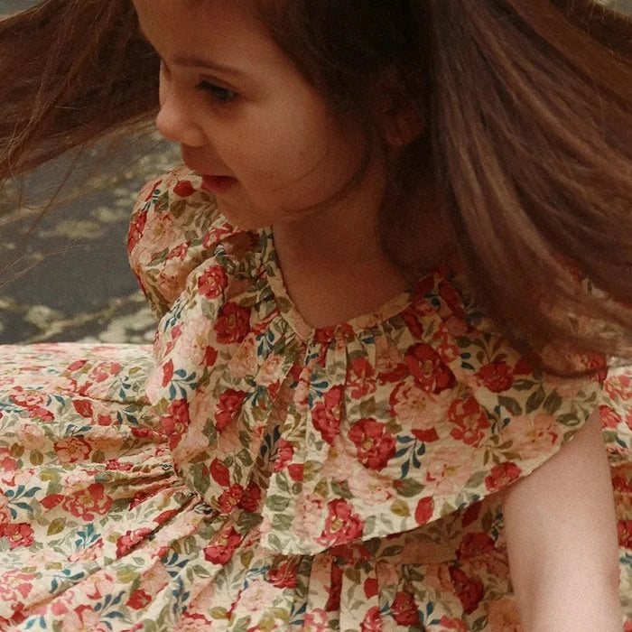 Konges Sløjd BELLA FRILL DRESS GOTS Çocuk Pamuk Elbise
