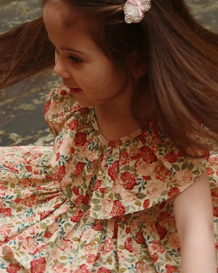 Konges Sløjd BELLA FRILL DRESS GOTS Çocuk Pamuk Elbise