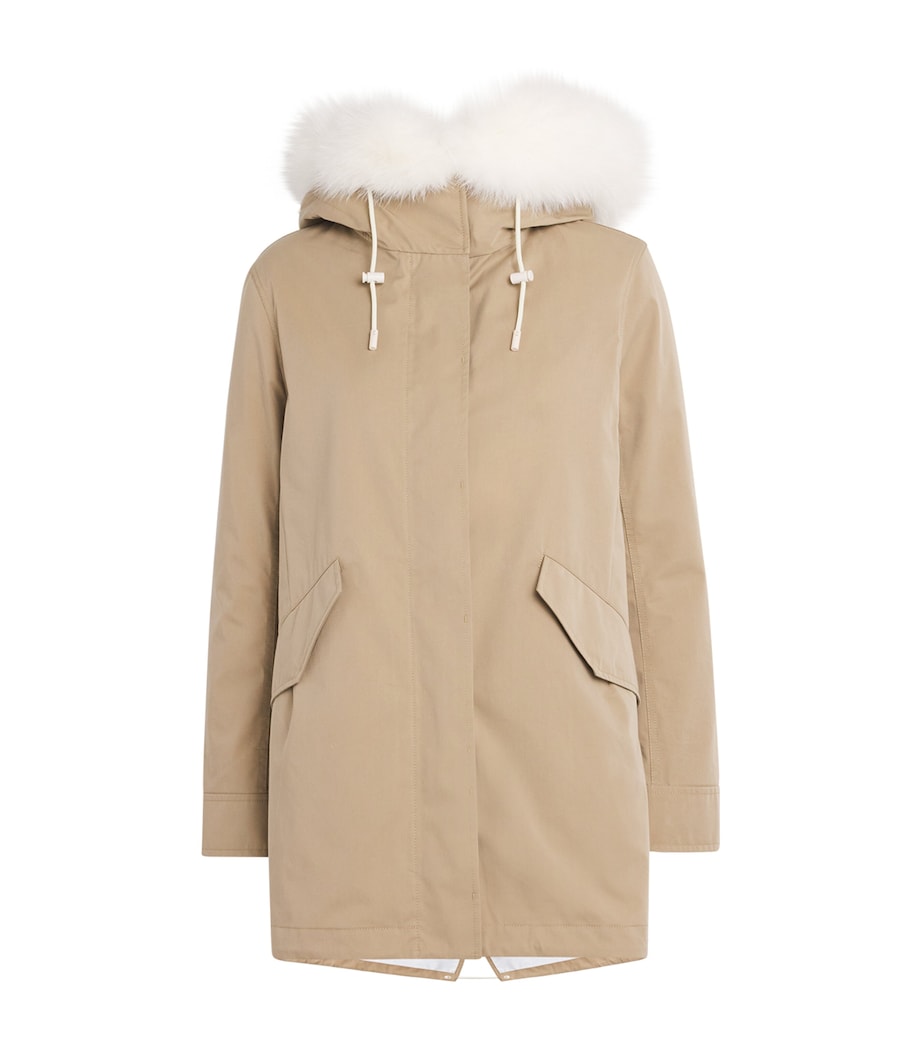 Yellow Fox-Rabbit Blended-Cotton Parka (72cm)
