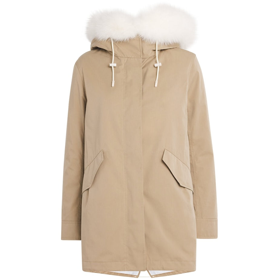 Yellow Fox-Rabbit Blended-Cotton Parka (72cm)
