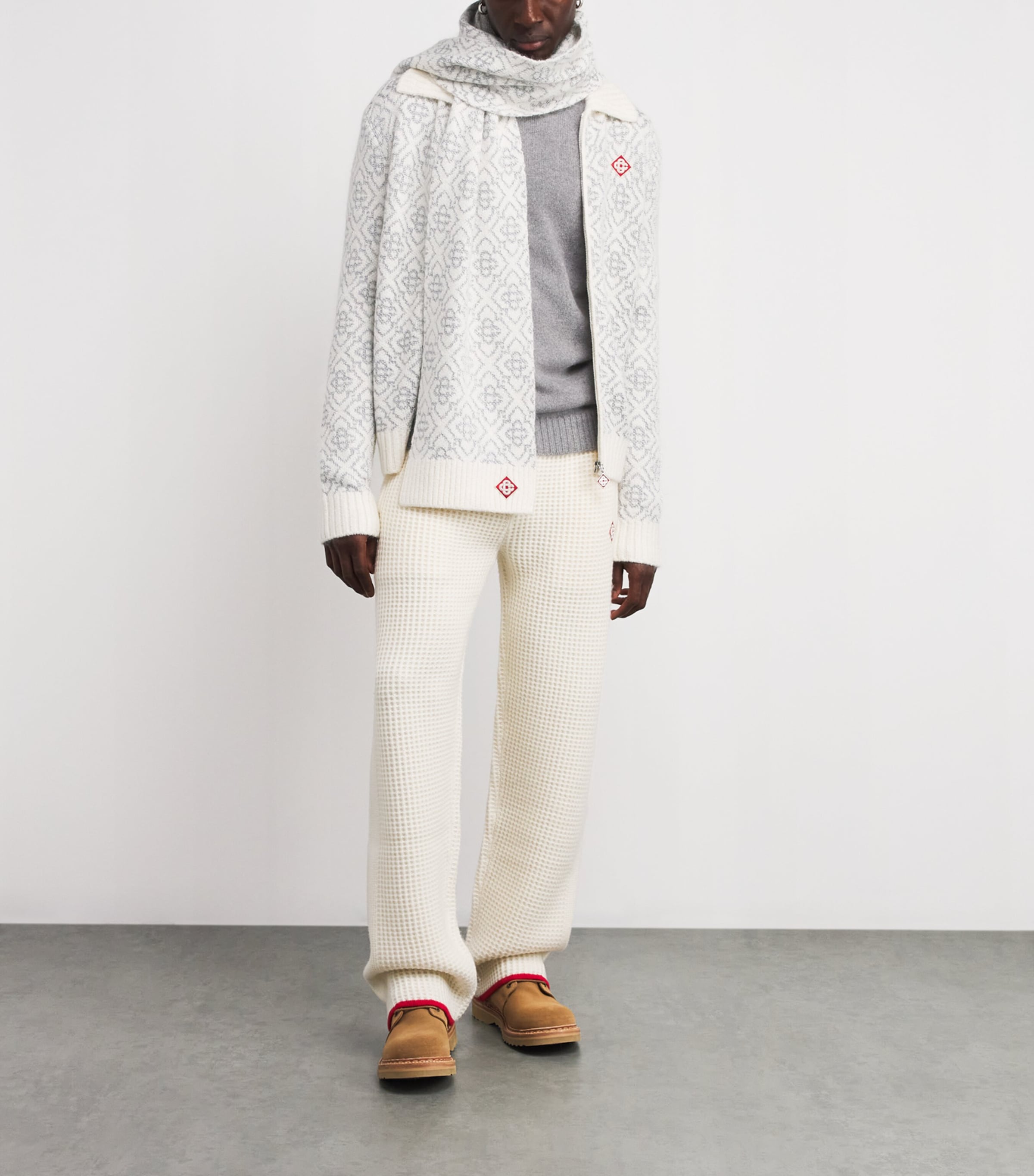 Grey Cashmere Crew-Neck Sweater