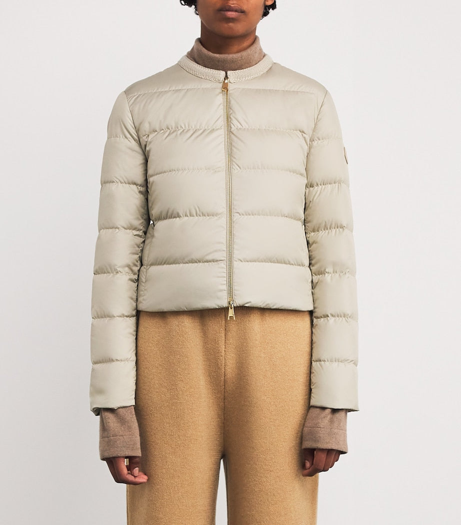 Moncler Beige Wool-Trim Mauvezin Puffer Jacket