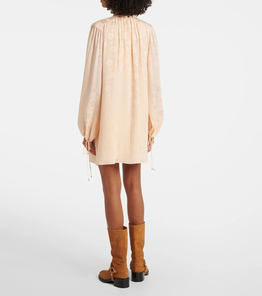Chloé - Gathered floral silk jacquard minidress