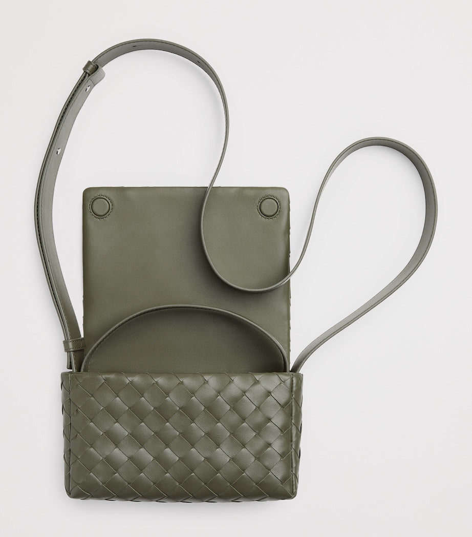 Mini Leather Intrecciato Flap Cross-Body Bag