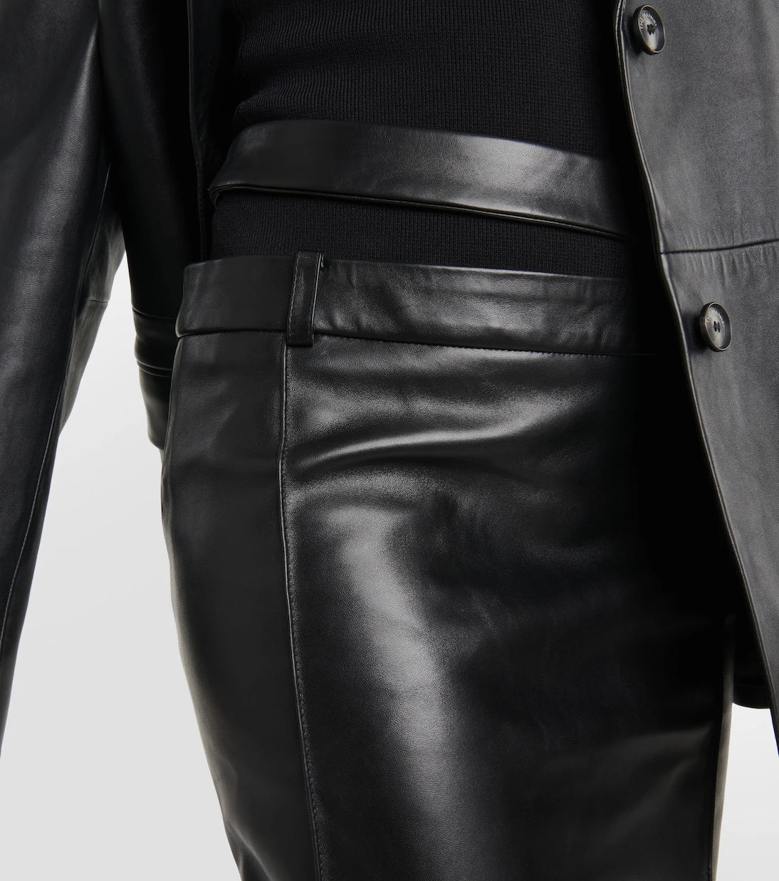 The Mannei - Ararat low-rise leather maxi skirt