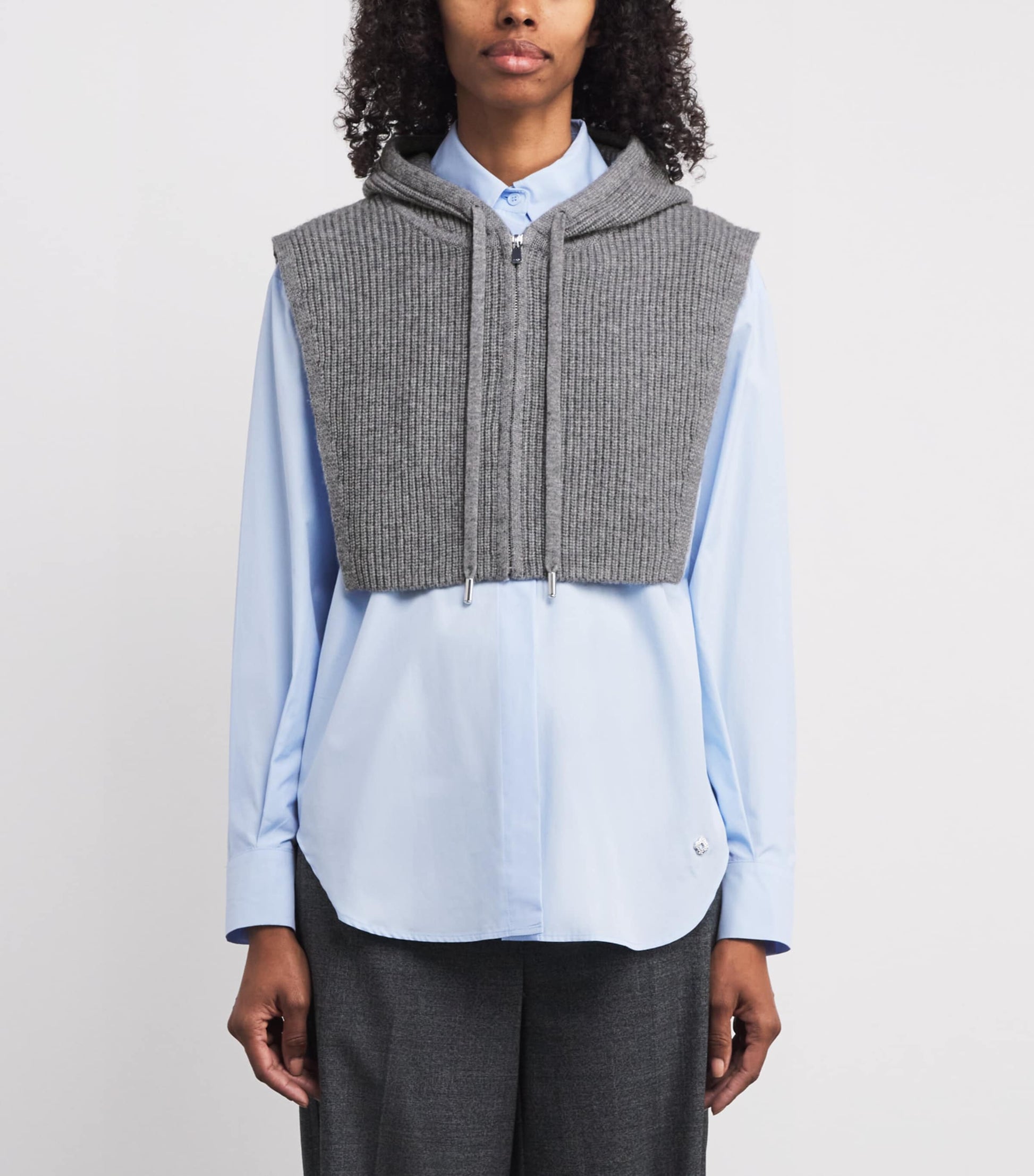 Maje Black Wool-Cashmere Hooded Collar