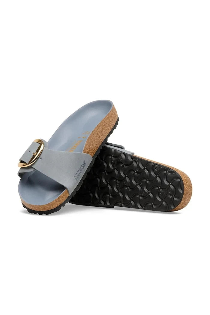 Birkenstock düz tabanlı kadın nubuk Madrid Big Buckle terlik