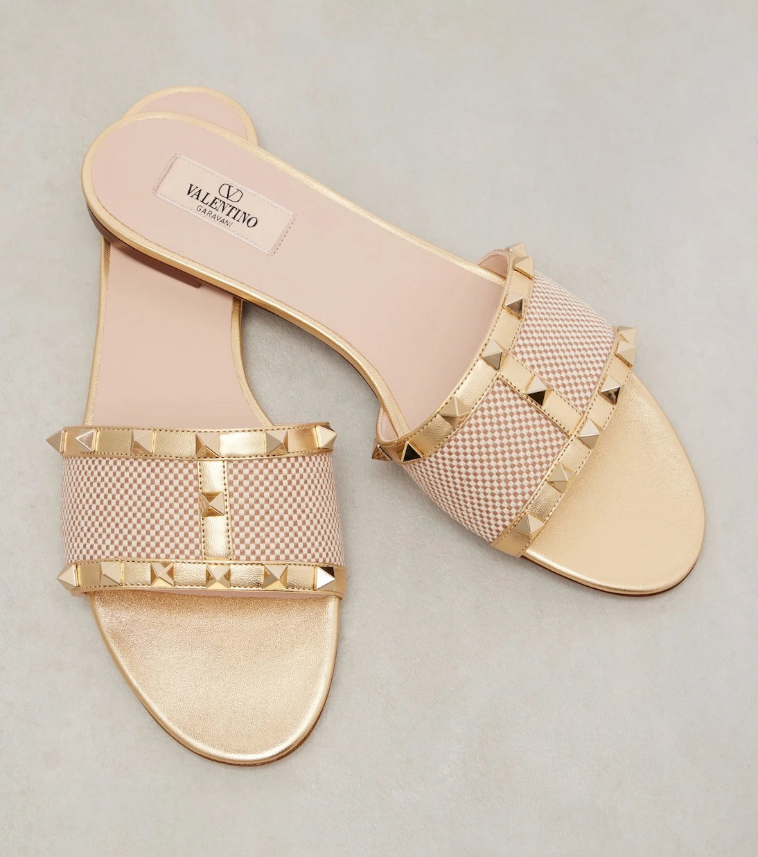 Valentino Garavani - Rockstud leather-trimmed slides
