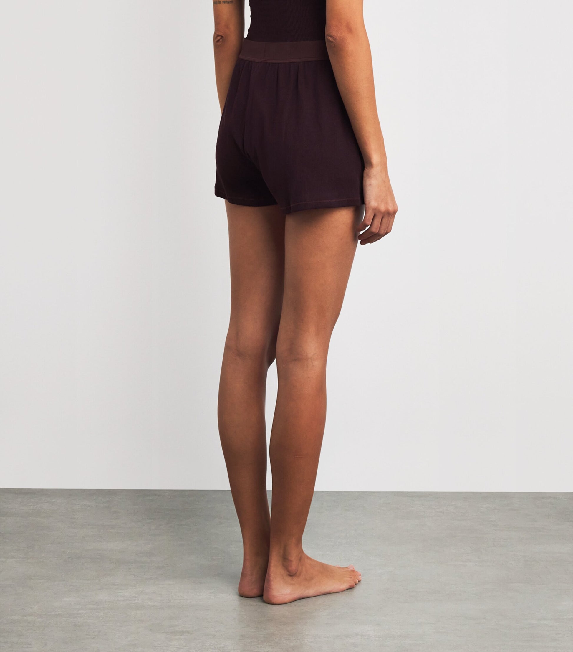 Skims Burgundy Stretch-Cotton Ribbed Boxer Shorts