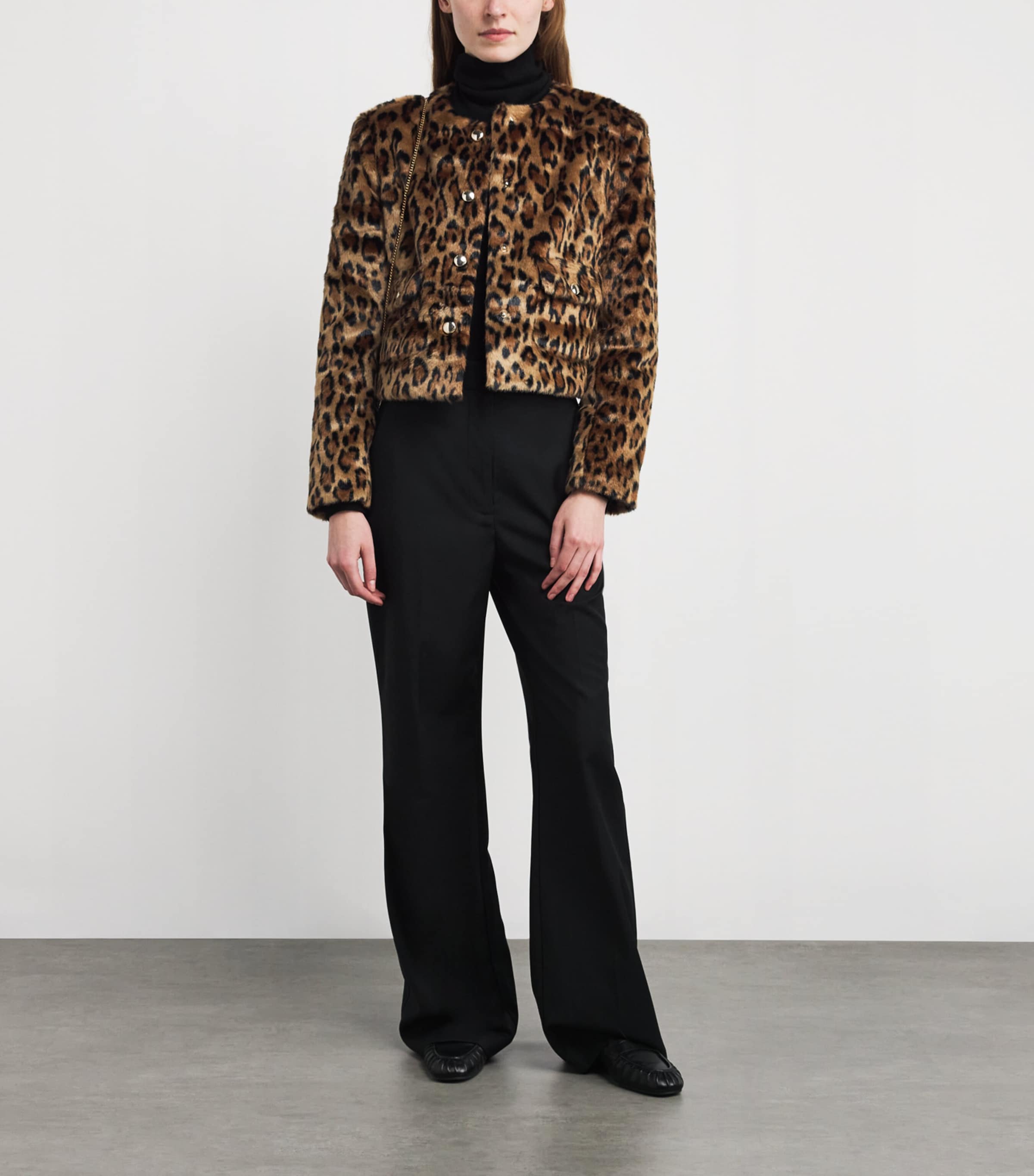 Faux Fur Leopard Print Jacket BIG LEOPARD PRINT