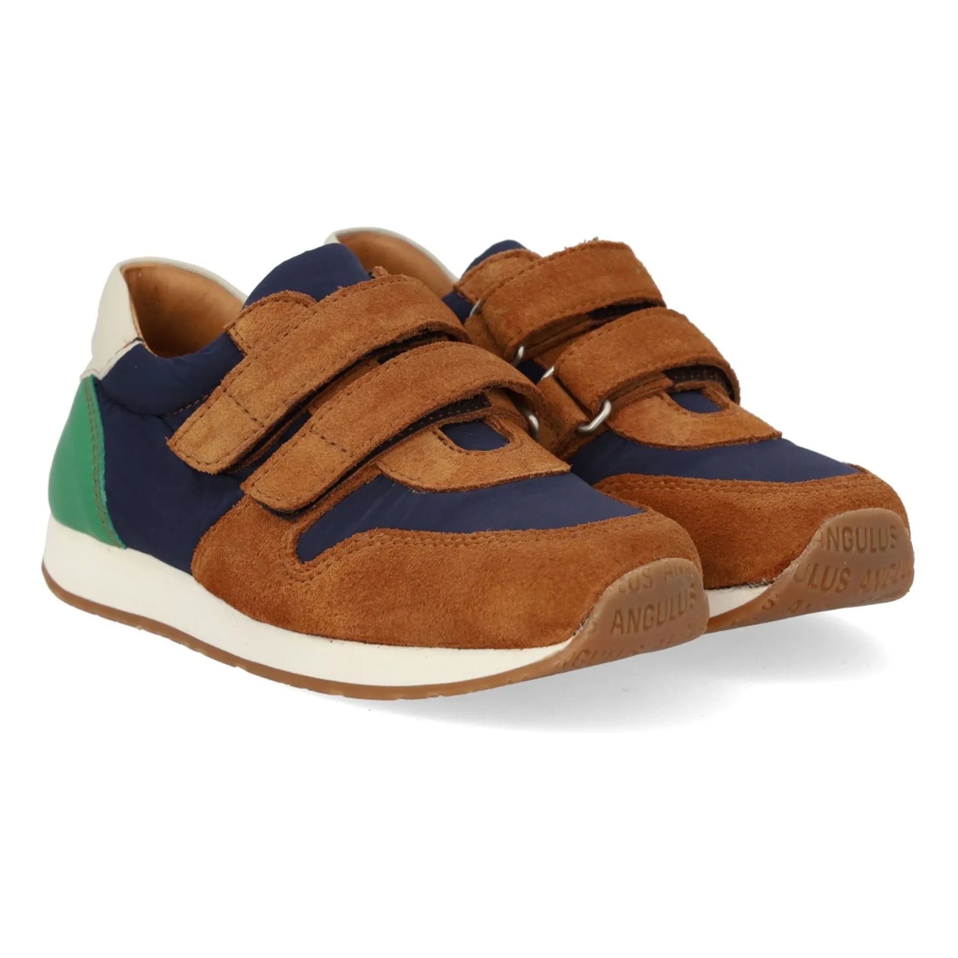 Angulus - Double Scratch Color Block Suede Sneakers | Camel