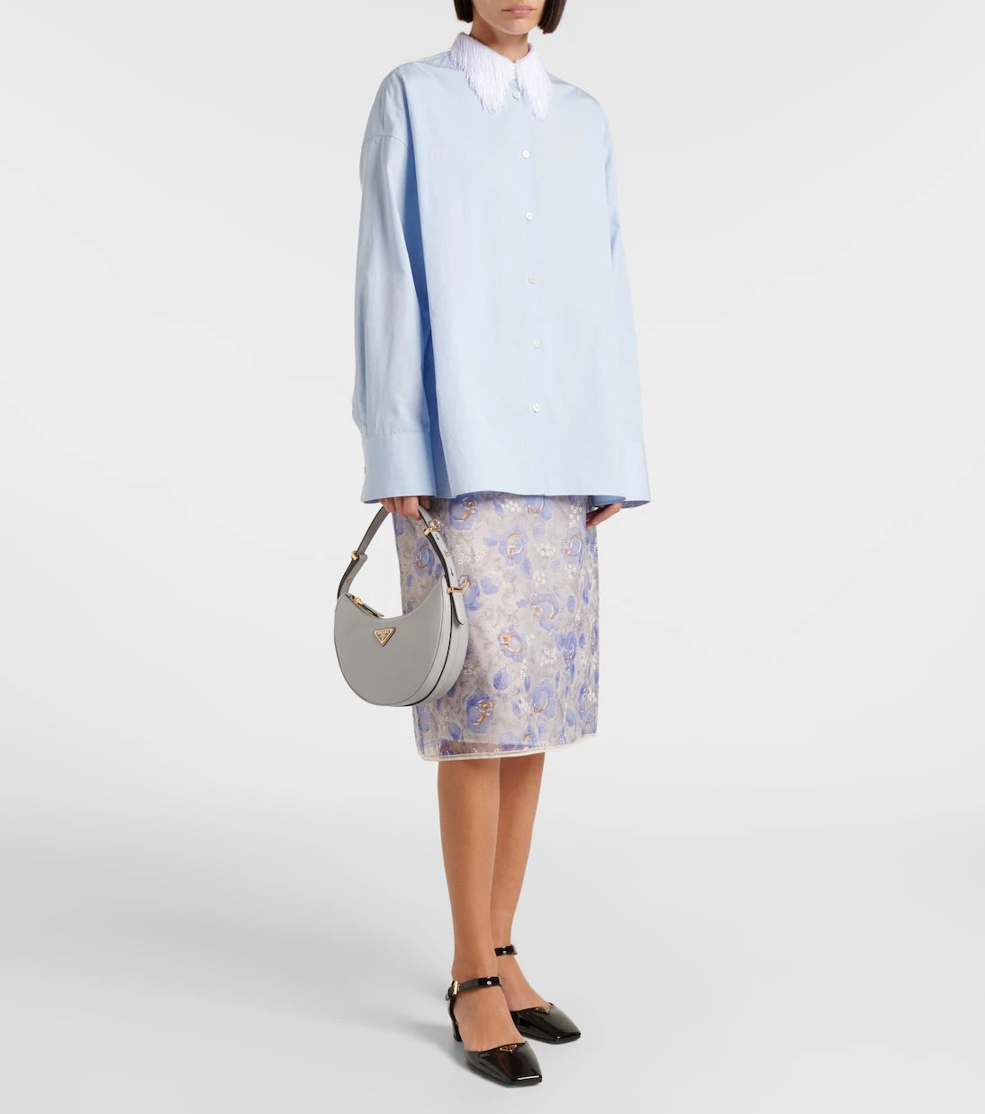 Prada - Arqué Small leather shoulder bag