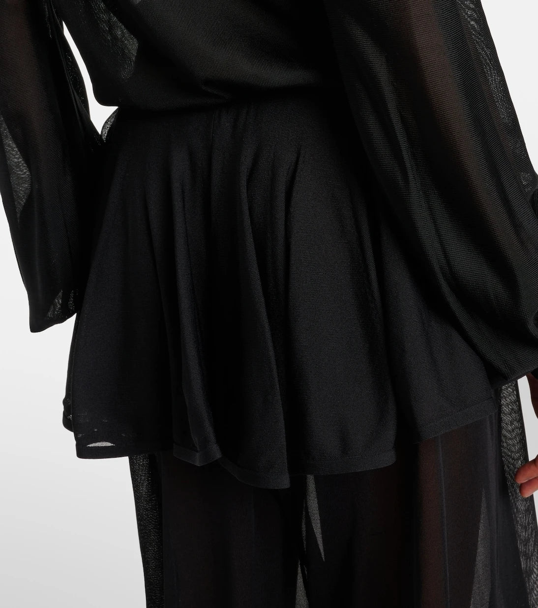 Alaïa - Mid-rise semi-sheer wide-leg pants
