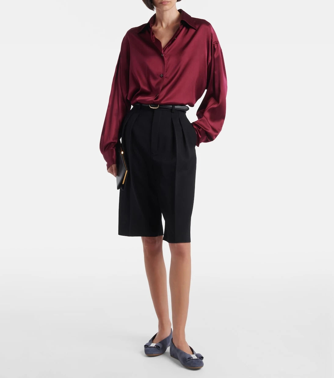 Ferragamo - Vanna bow-detail suede ballet flats