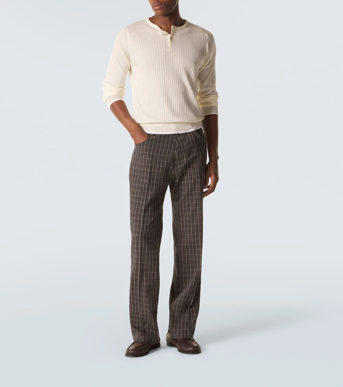 Wales Bonner - Country checked linen-blend straight pants