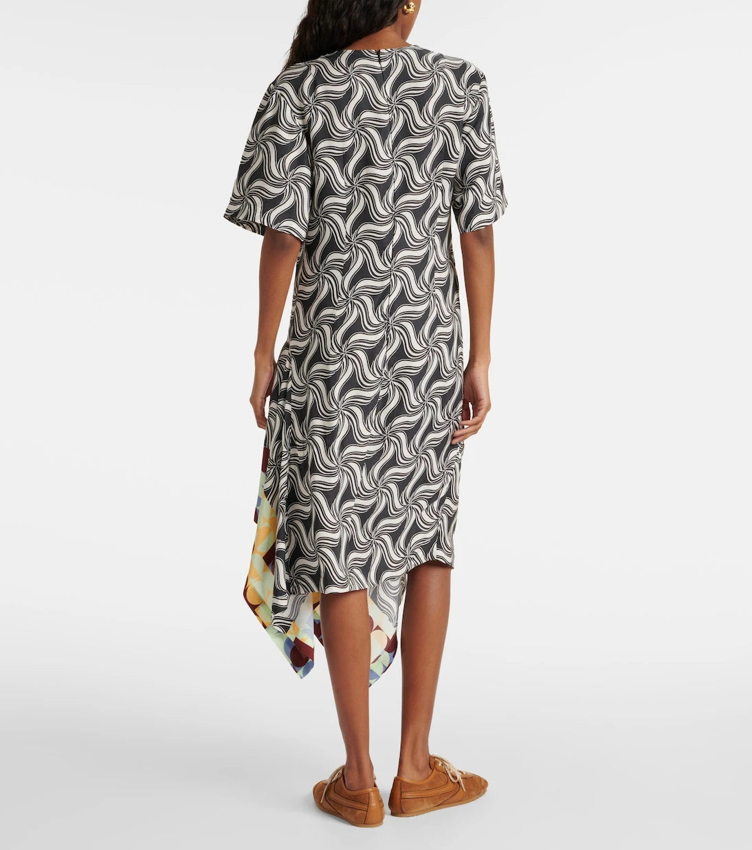 Dries Van Noten - فستان ميدي مطبوع غير متماثل