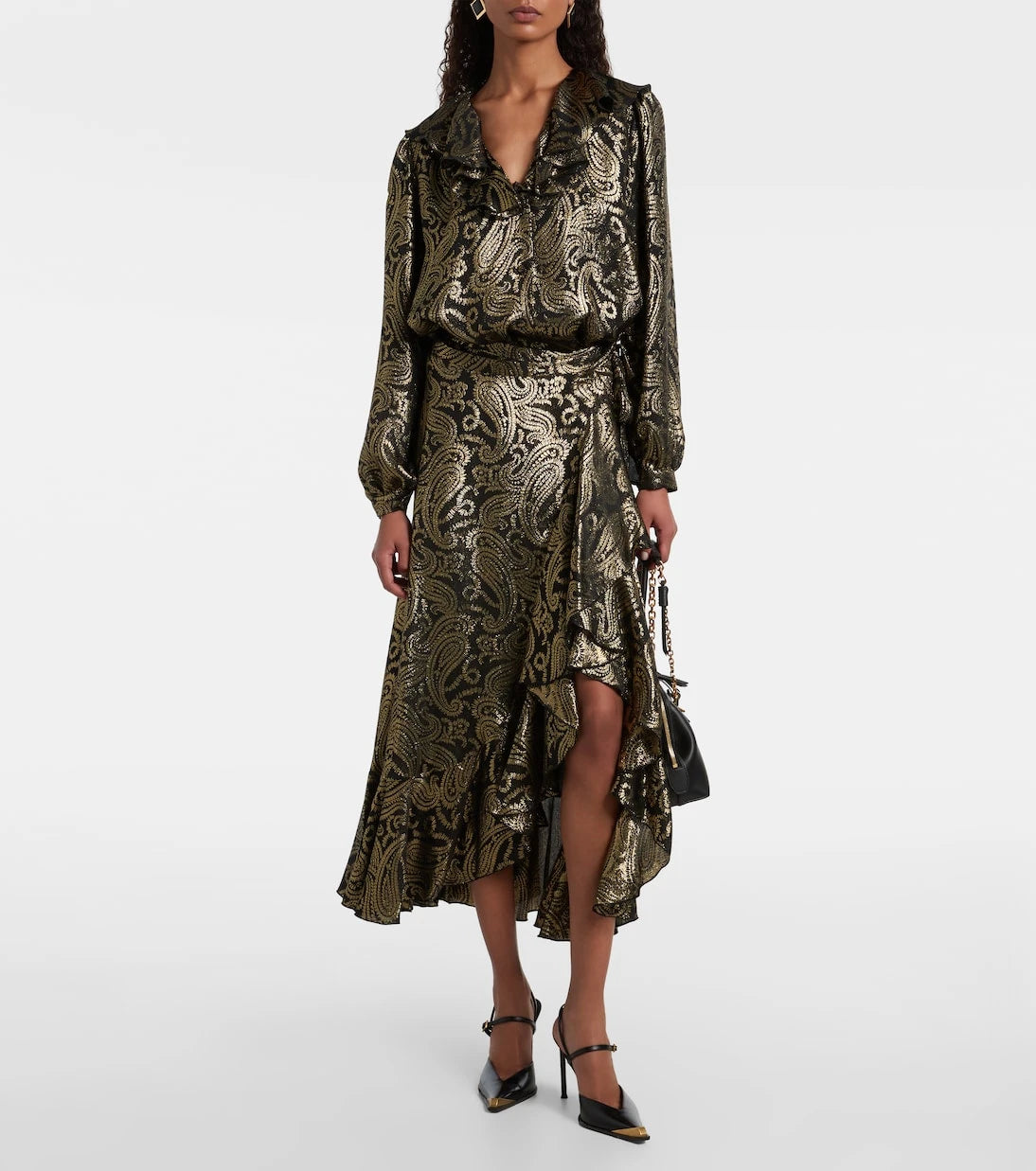 Etro - Paisley ruffled silk-blend midi skirt