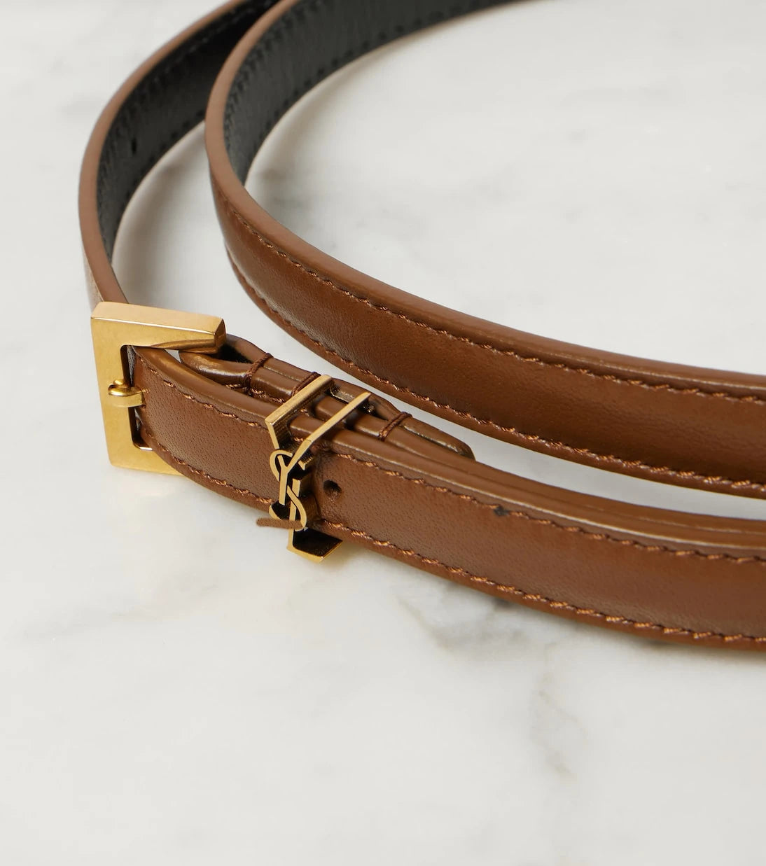 Saint Laurent - Cassandre extra-slim leather belt