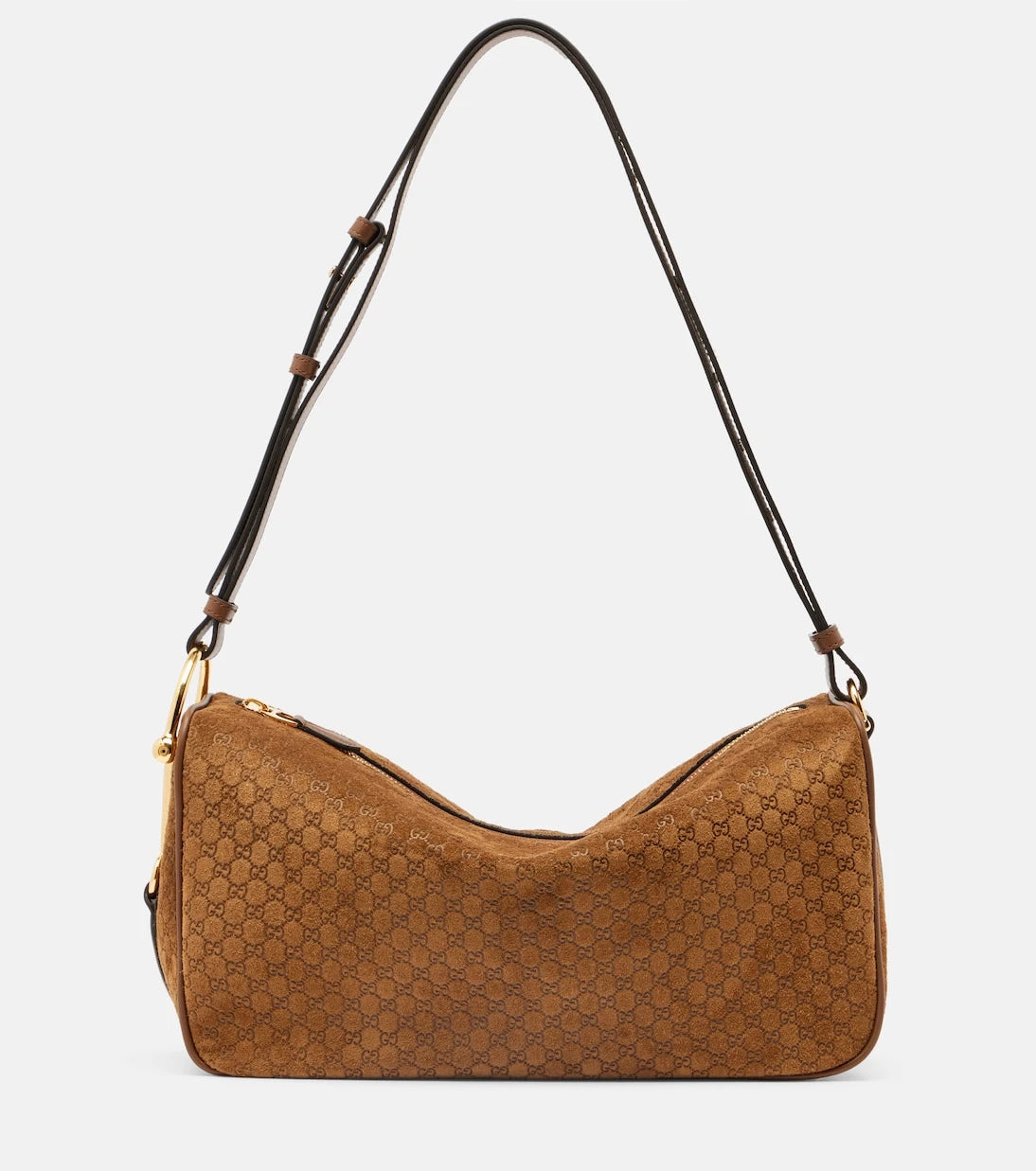 Gucci - Half Horsebit Medium suede shoulder bag