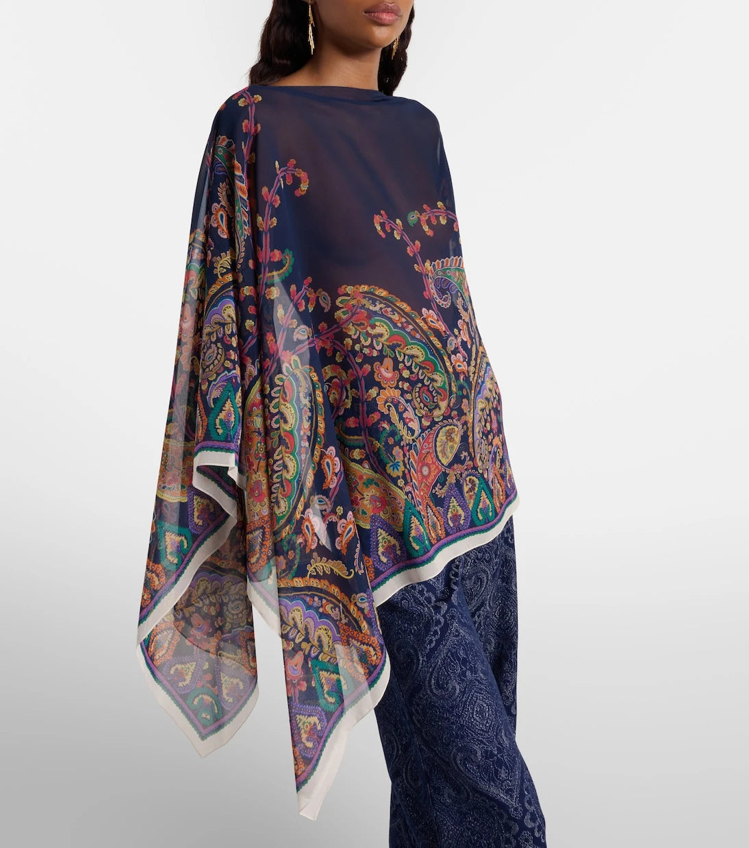 Etro - Printed silk crêpe de chine poncho