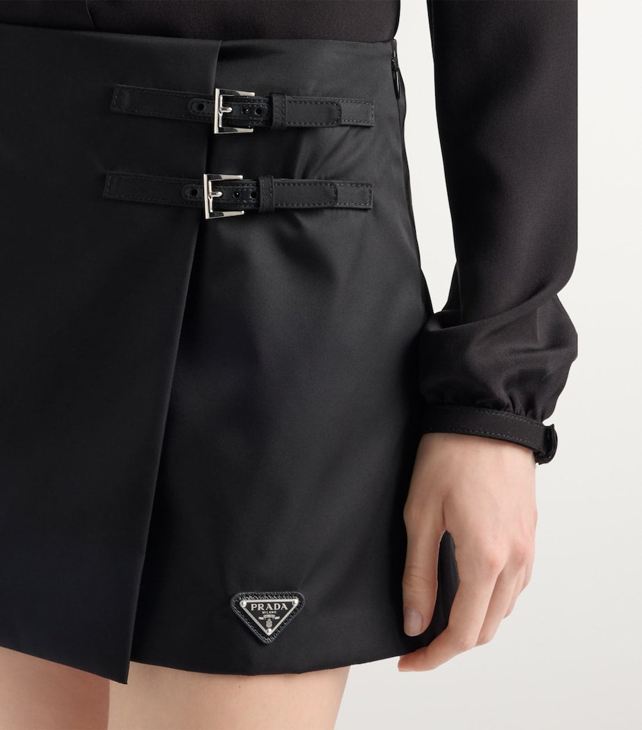 Prada Black Re-Nylon Wrap Mini Skirt