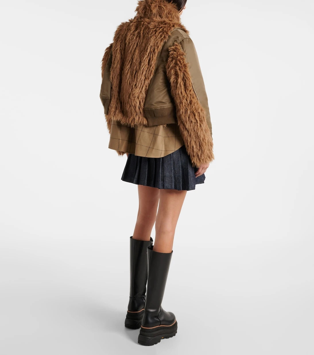 Sacai - جاكيت فني وفرو صناعي