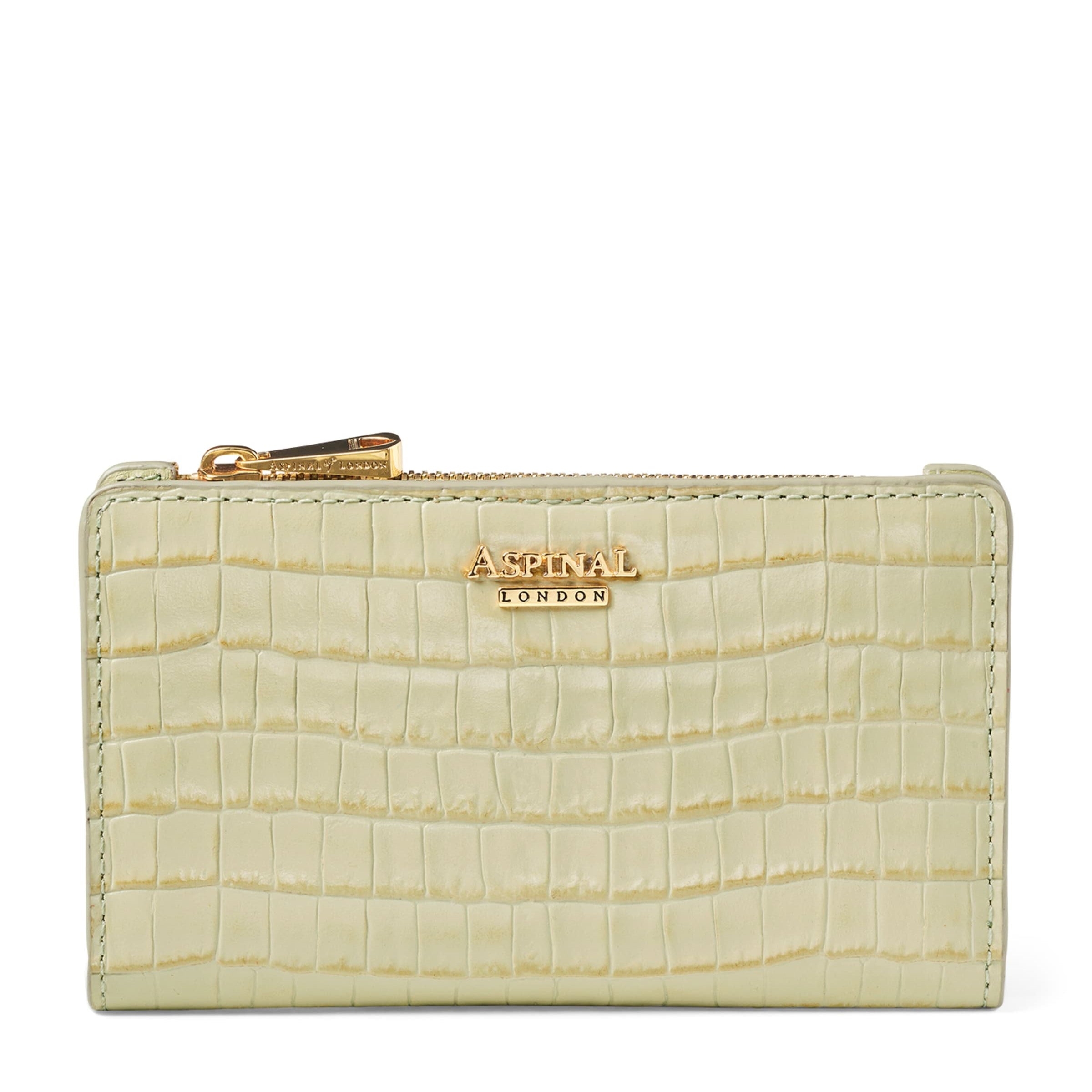 Green Croc-Embossed Leather Mayfair Wallet