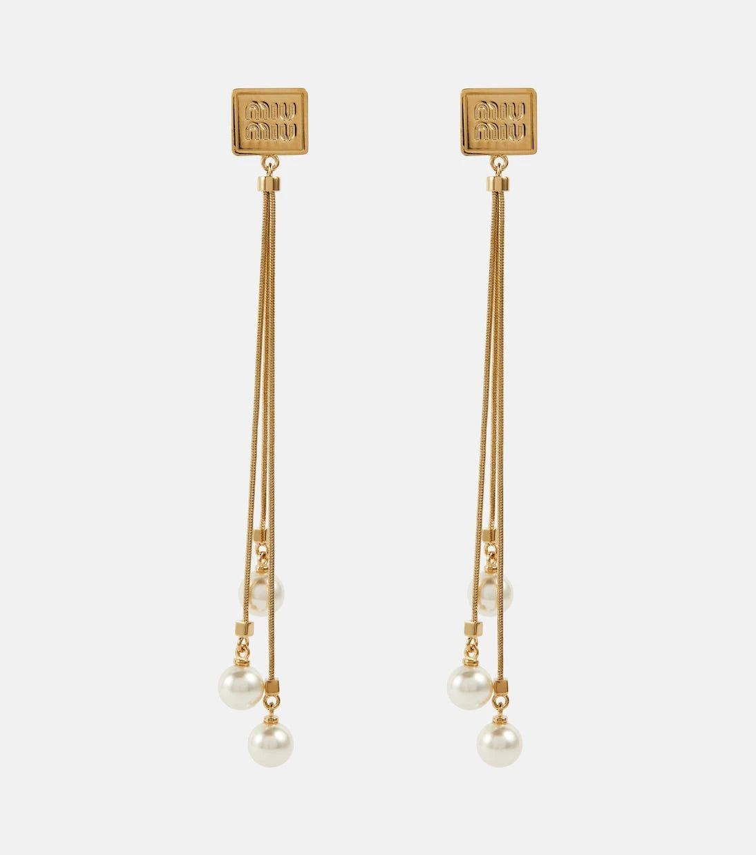 Miu Miu - Faux pearl and brass earrings