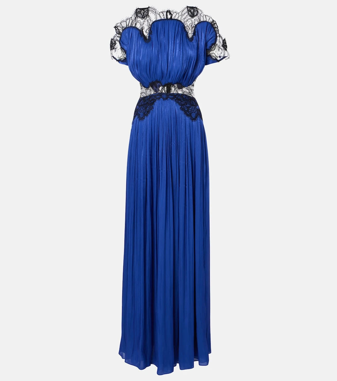 Costarellos - Lace-trimmed Lurex georgette gown