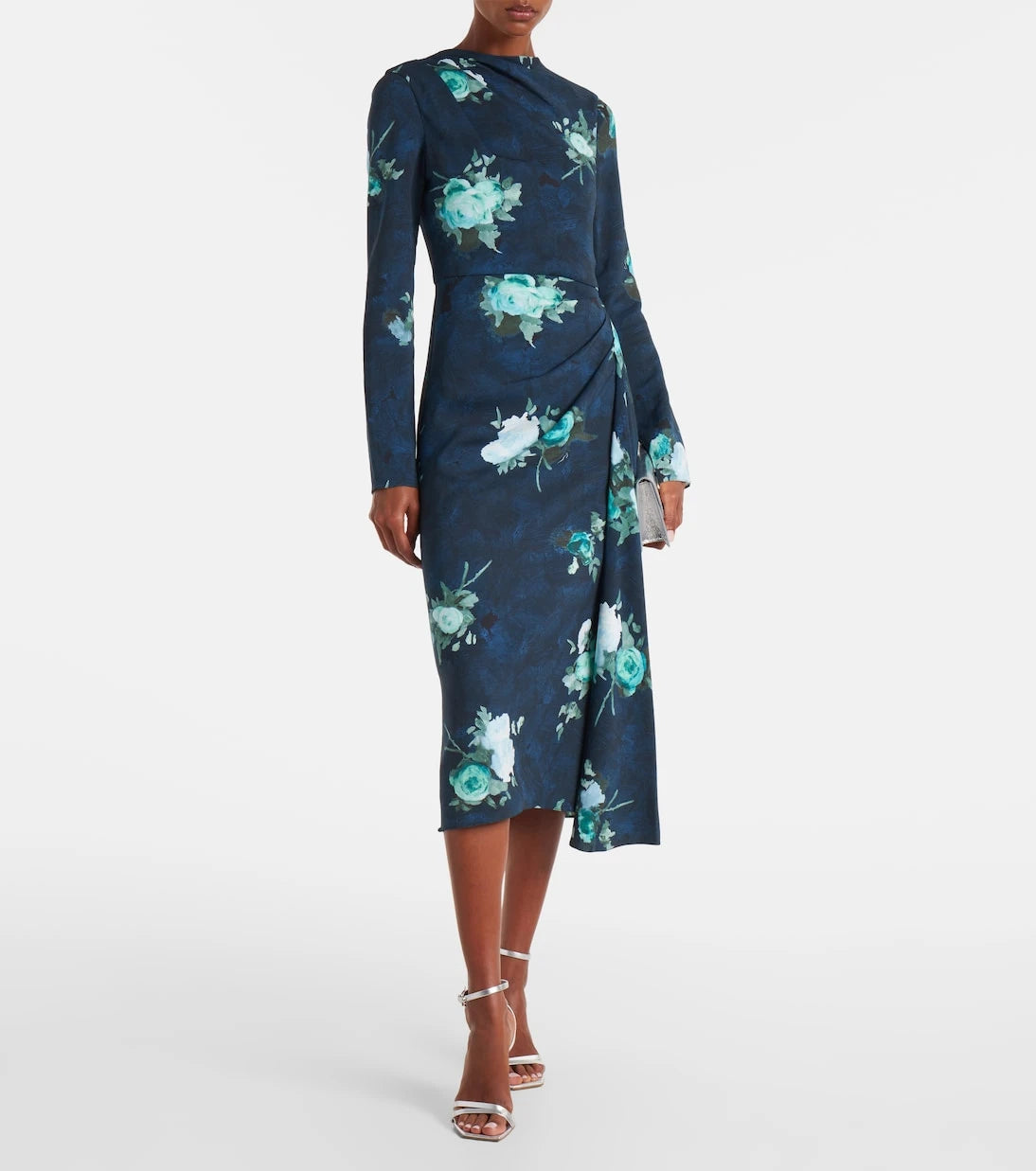 Erdem - Floral draped cady midi dress
