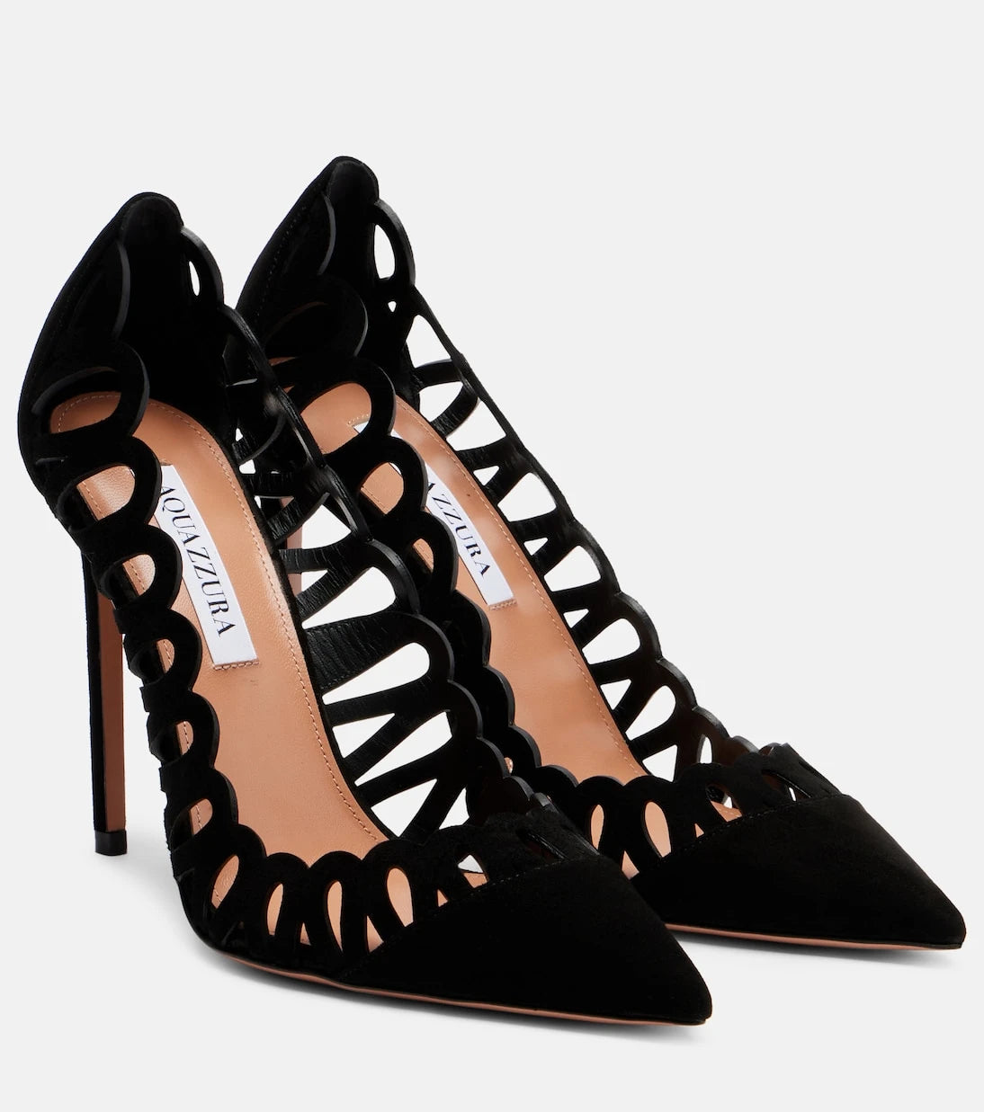 Aquazzura - Peep 105 scalloped leather pumps